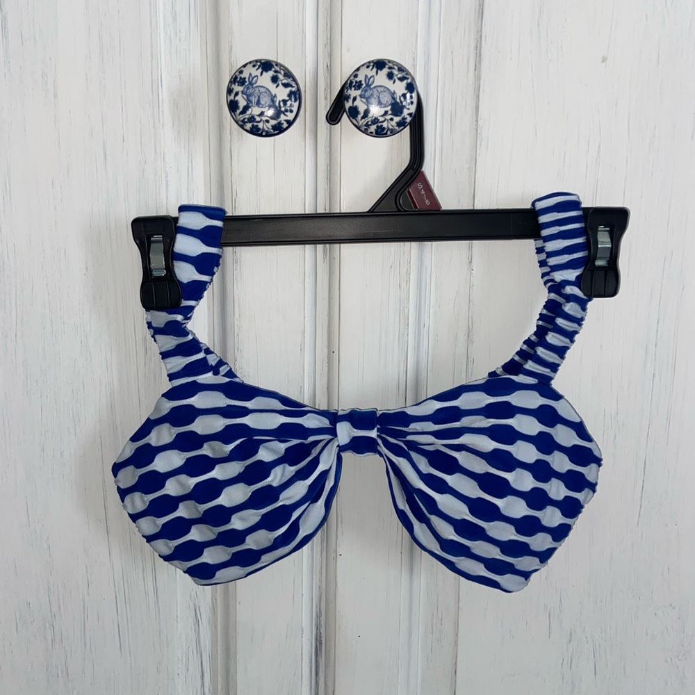 Blue and White Patterned Women's Bikini Top